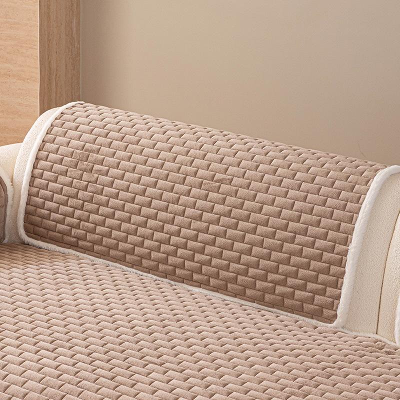 New High-End Simple Plush Sofa Cover Autumn Winter Heat Retention Warm Non-Slip Fixed Cushion Sofa Cover Cat-Scratch Resistant