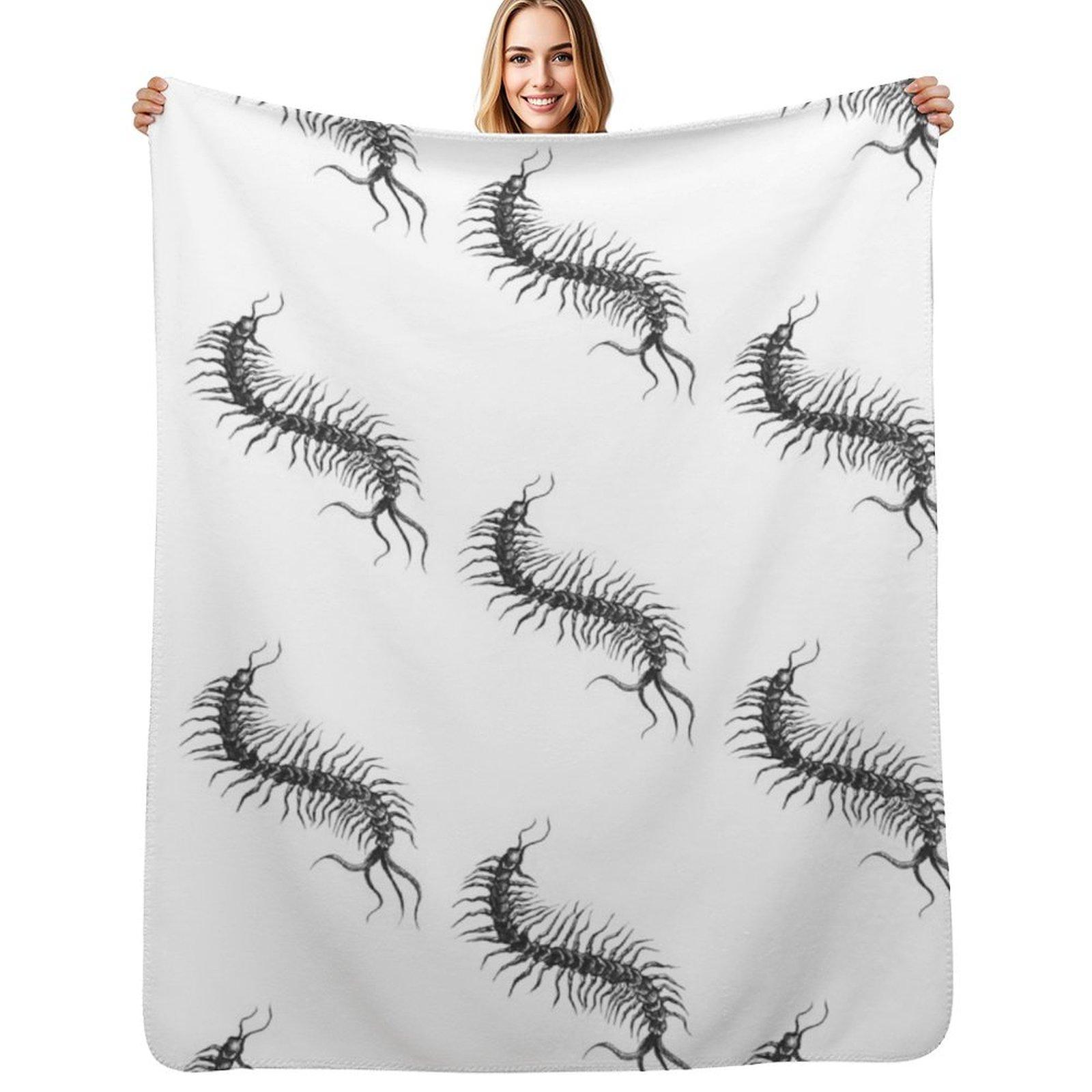 

Centipede blackwork design Throw Blanket Anti Shedding Soft Fuzzy Blanket for Home 102x76cm(40x30in)