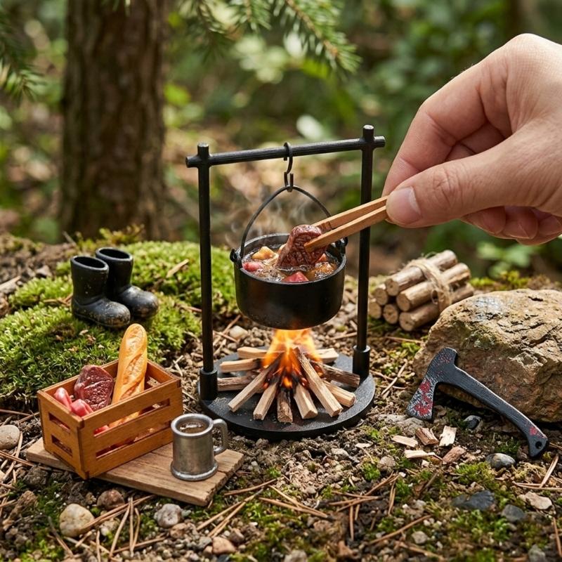 Realistic Miniature Firewood Steak For 1/12 Scale Dollhouses Camping Scenes Camping DIY Landscape Decors Accessory
