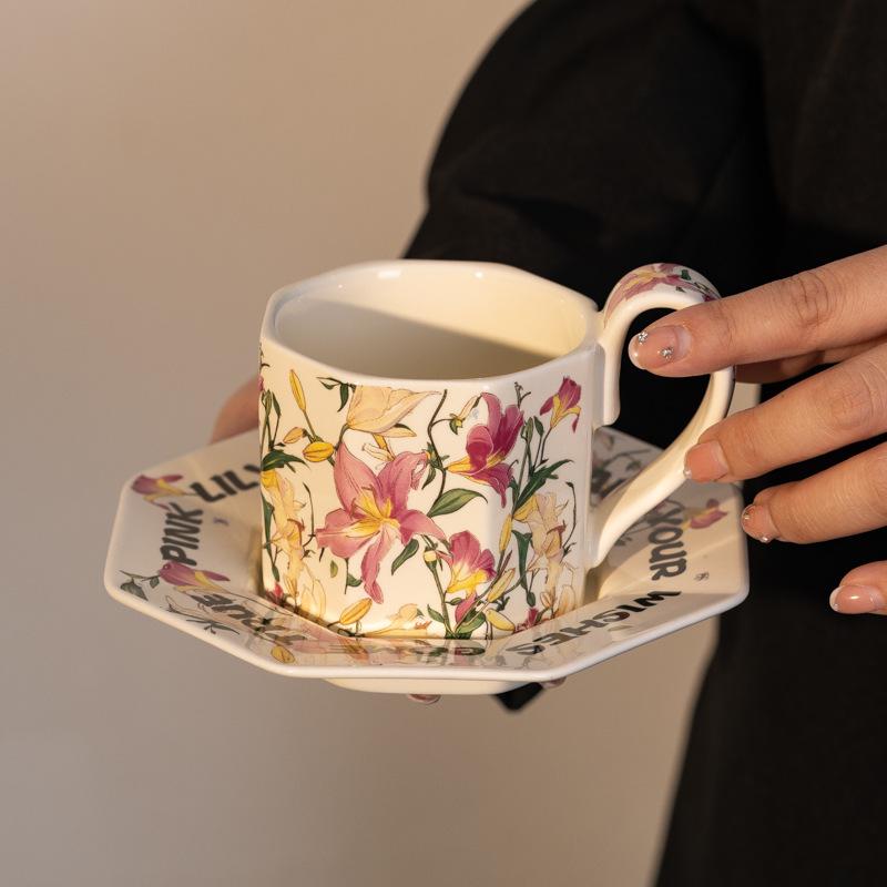 Premium Niche Design Cup Creative Retro Ink Painting Coffee Cup Saucer Girls Birthday Gift Souvenir