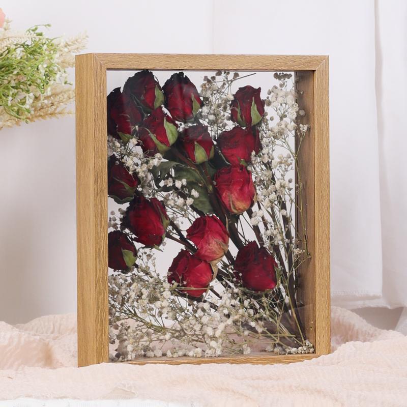Dry flower photo frame DIY three-dimensional hollow frame Double sided dried roses eternal flowers placing dried flowers decor