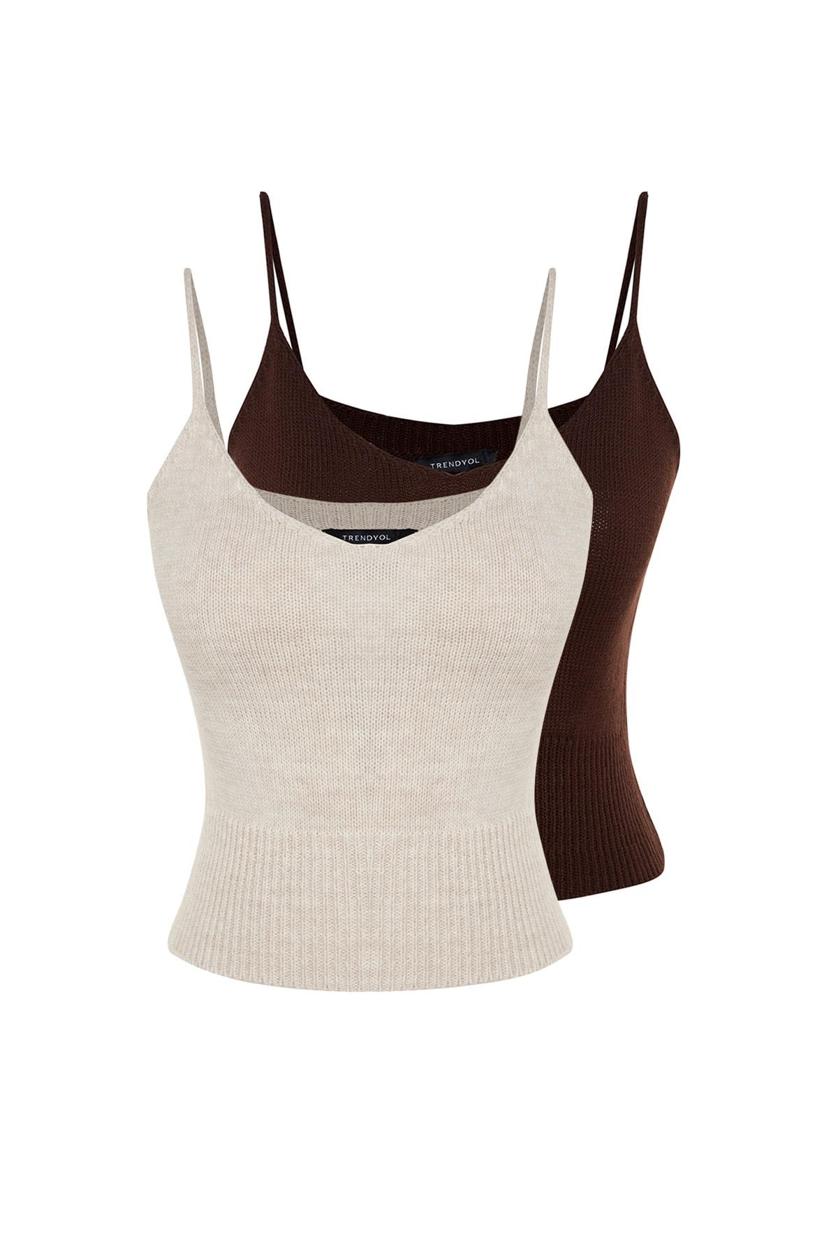 

Блуза - Коричневый - Классический крой