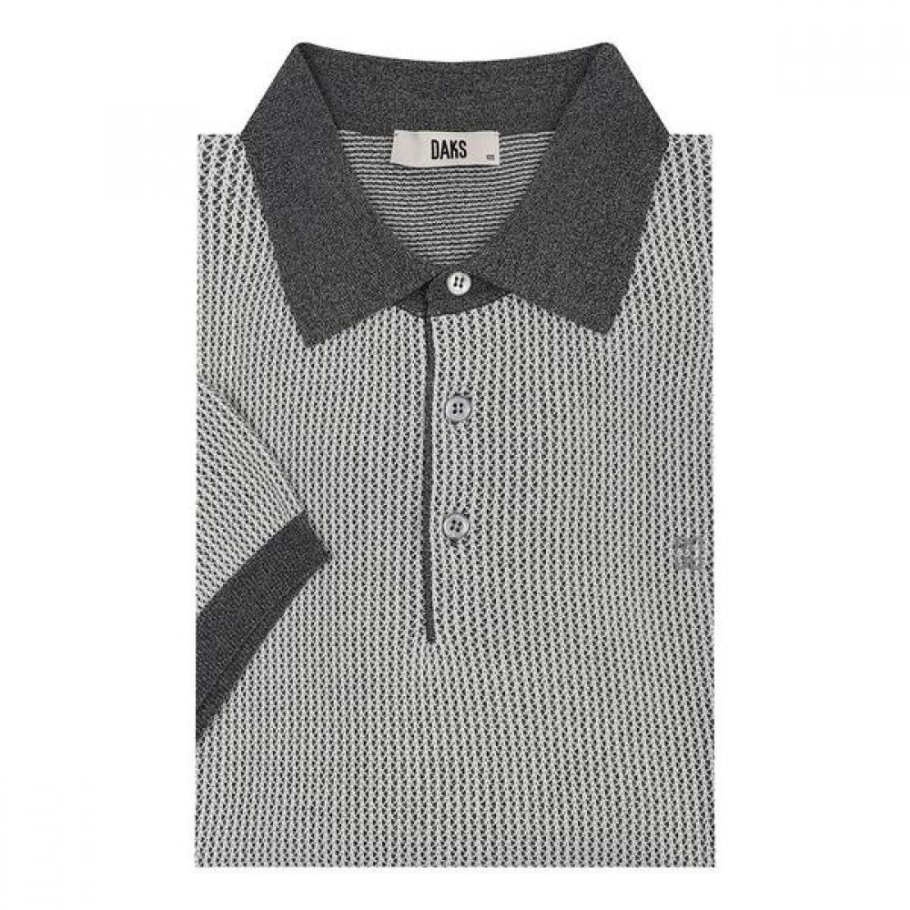 Daks 26ss Cotton Blend Two Tone Jacquard Knit Polo Dms1swts105g1 DMS1SWTS105-G1/95