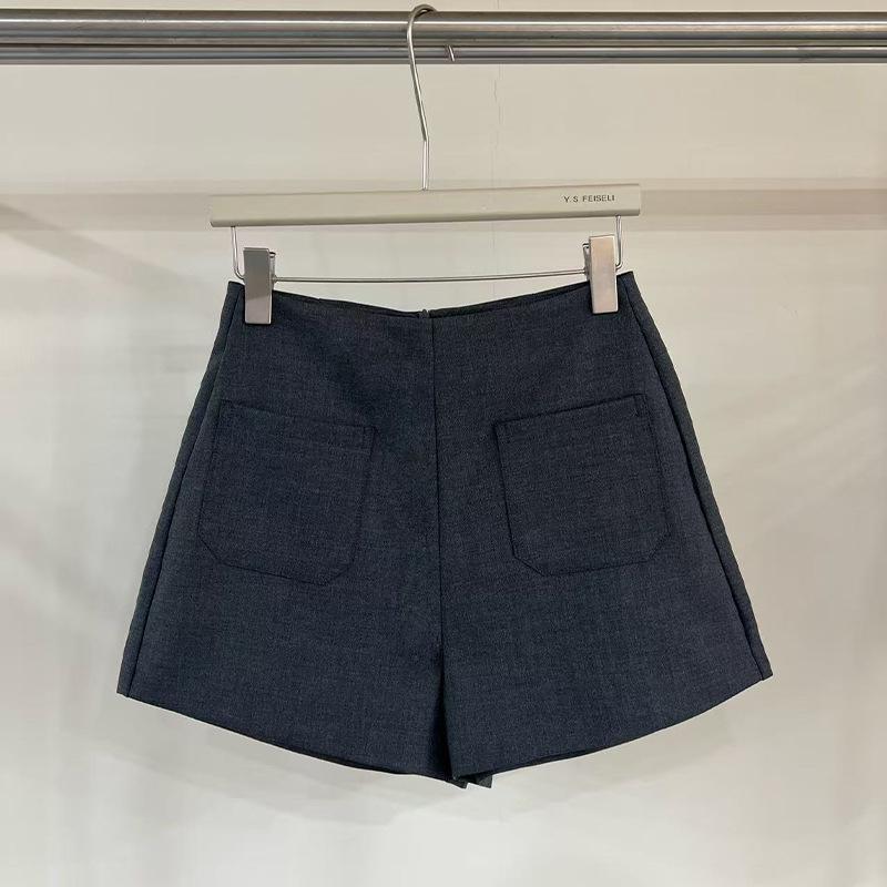 

High-Waisted A-Line Wide-Leg Suit Shorts - Korean Style Slim-Fit, Anti-Exposure, Versatile Casual Pants XL (115-125 cm) серый