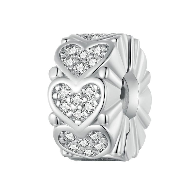 Bamoer 925 Silver Infinite Love Buckle Spacer Bead Heart-Shaped Silicone Clasp for Bracelet DIY Jewelry Gift Making