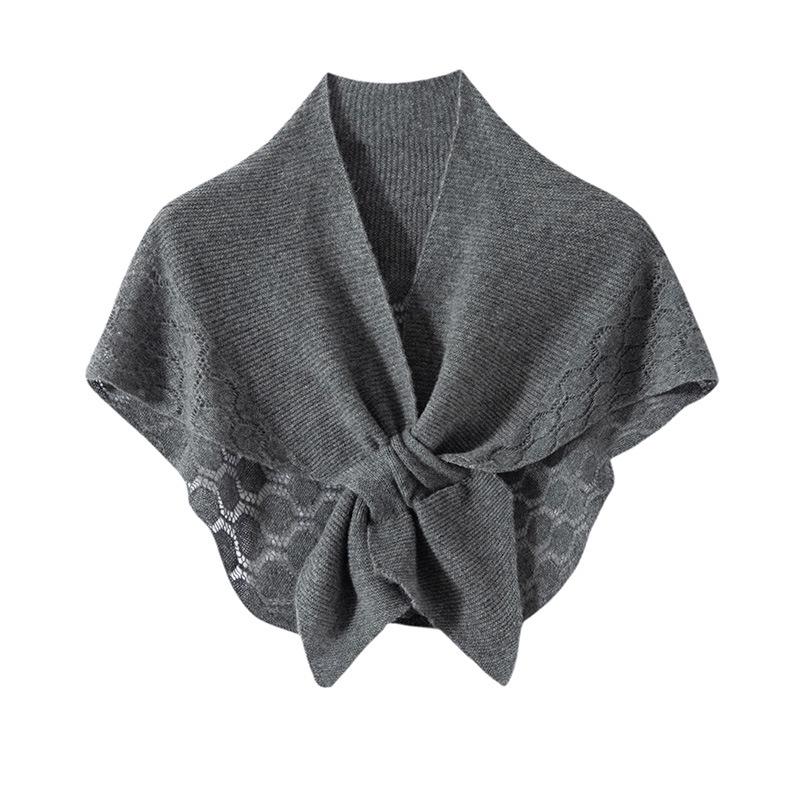 European Style 100% Pure Cashmere Knit Hollowed Small Travel Shawl for Autumn/Winter