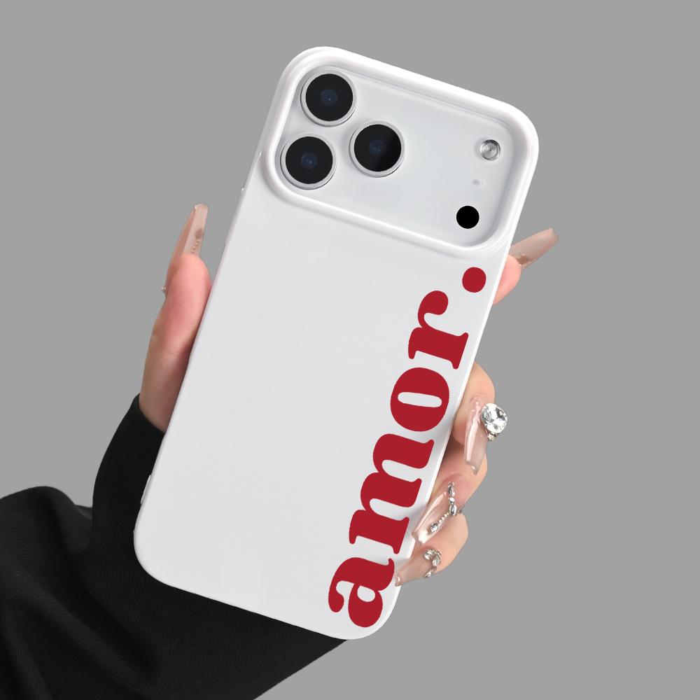 Red letter white phone case suitable for iPhone 17 16 15 14 13 12 11 Pro/Max/Plus anti drop and shockproof back cover