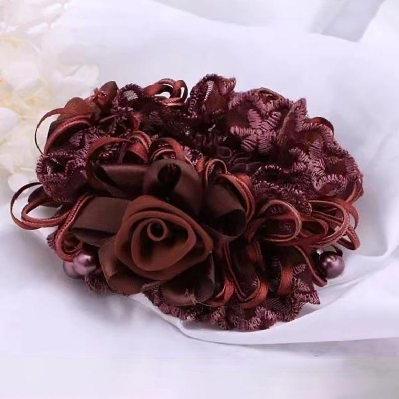 Korean Style Lace Big Head Flower Rubber Band Large Intestine Hair Band Updo Hair Elastics Girls Items Hair Ties
