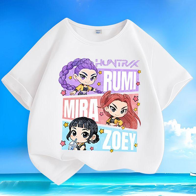 

Boys and Girls Demon-hunting Girl Group Top - Summer Children s Casual Short-sleeved Pure Cotton T-shirt 100
