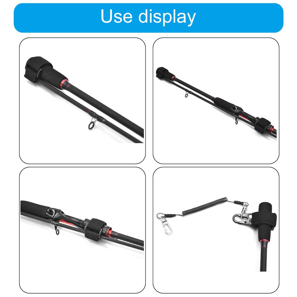 1pc/2pcs Tie Belt Wrap Strap Fishing Casting Rods Holder Belt Metal Buckle Strap Fishing Pole Tether with Coiled Lanyard