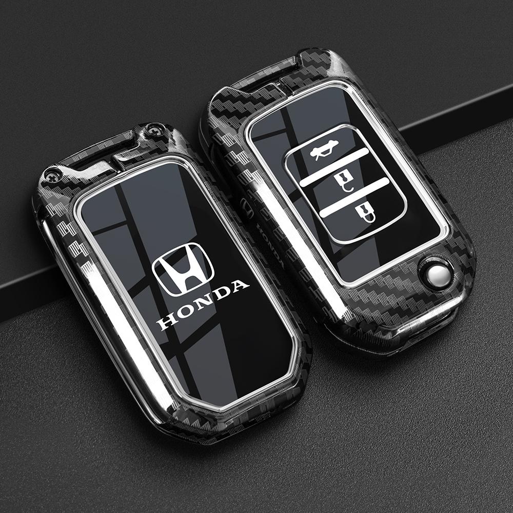 Carbon Fiber TPU Car Key Case Cover Protect Shell For Honda Civic CR-V HR-V Agreement Jade Crider Odyssey 2015-2018 Accessories