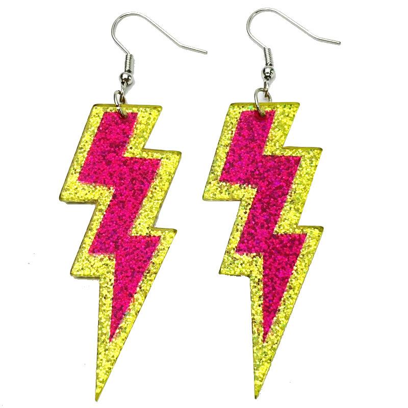 Fluorescent Shining Oil Gloss Magnetic Tape Retro Era Earrings Lightning Element Radio Women's Eye Catching Earrings Gift