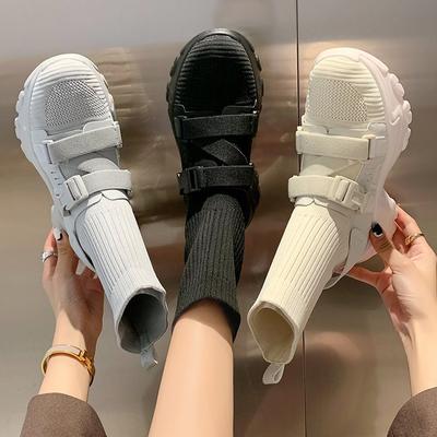 Fashion Stretch Fabric Socks Shoes Autumn Women's Shoes 2024 New Casual Shoes Sneakers Mid-Calf Boots Stretch Cloth Ladies Women Boot202