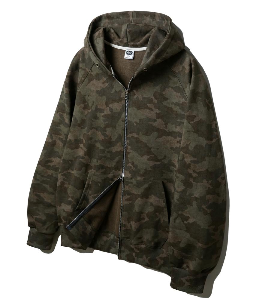 Alvinclo Basic Camo Raglan Two-Way Zip-Up Hoodie Azh663 (3 Colors)