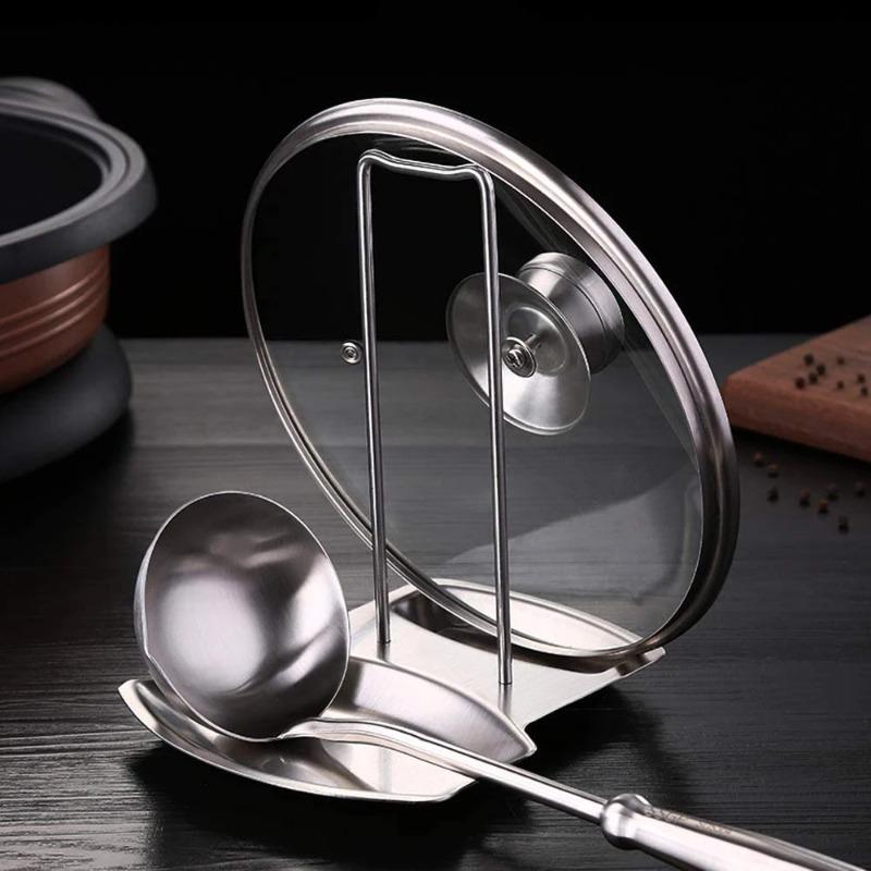 Stainless Steel Pot Lid Rack Detachable Pot Lid Rack Lid Spoon Multifunctional Storage Rack Silver Design Organizing Cookware 2100₽