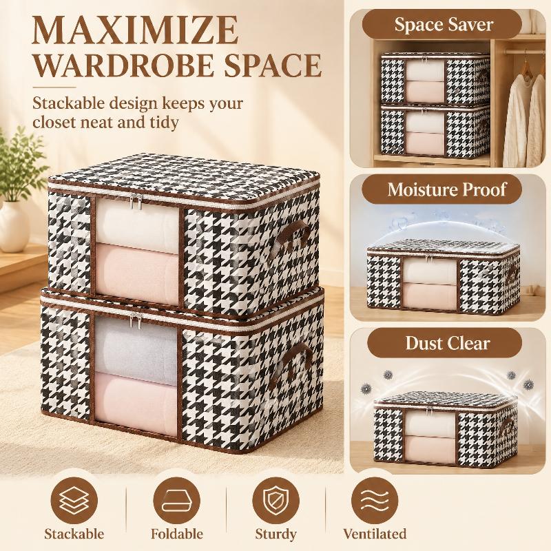 1Pcs Large Capacity Transparent Cotton Quilt Bags Home Use Visual Storage Bag For Moving Portable Folding Wardrobe Organizer Box