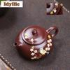 190ml Vintage Yixing Purple Clay Teapots Handmade Clay Drawing Han Jiang Pot Raw Ore Zhu Mud Kettle With Filter Zisha Tea Set
