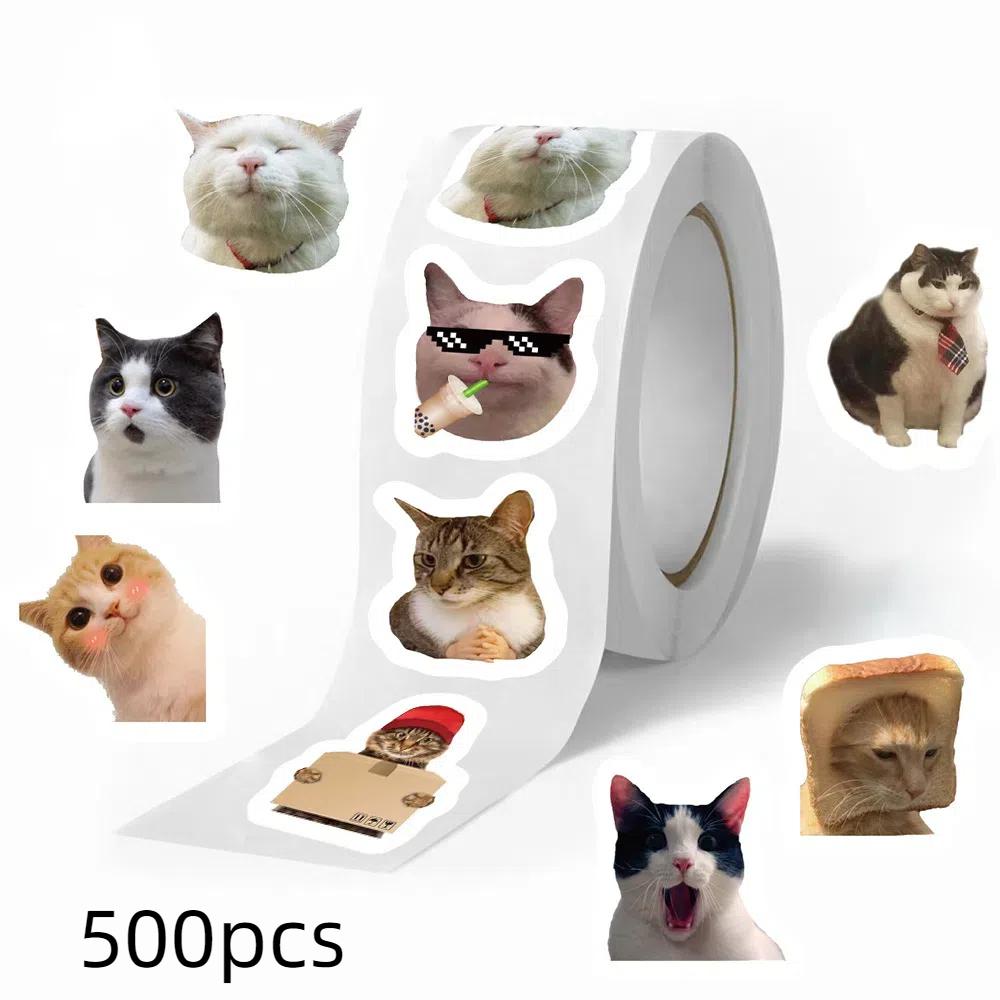 500pcs Cute Cartoon Cat Paper Labels Sticker Sealing DIY Decoration Scrapbooking Korean Stationery Hand Accounting Supplies