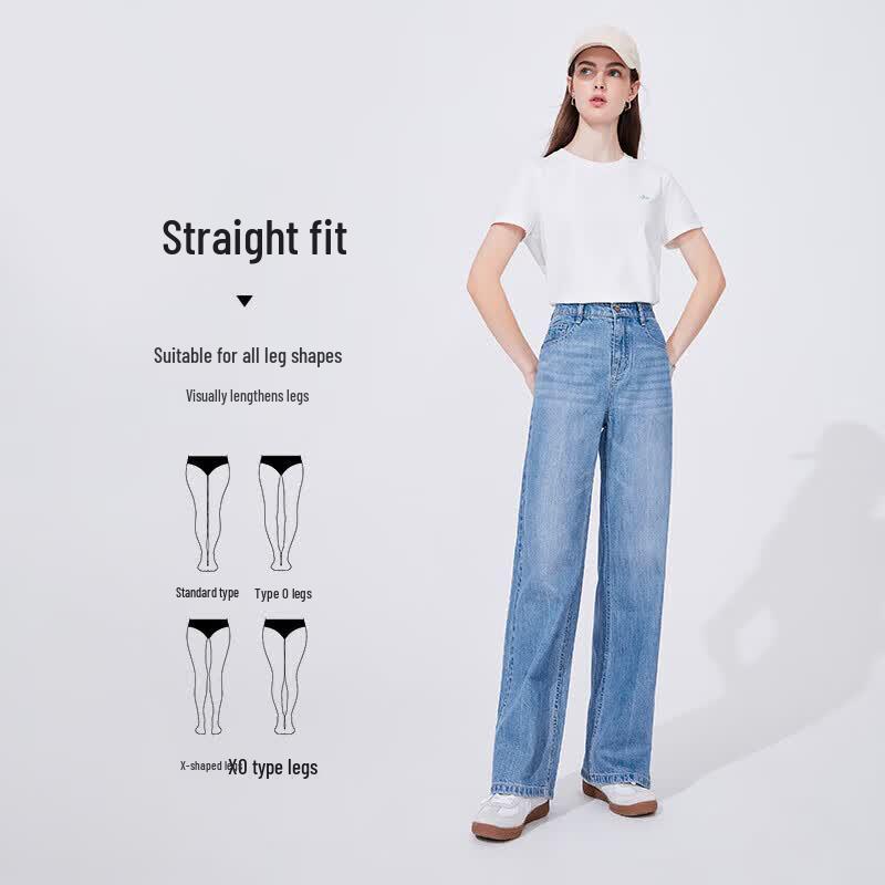 Navigare Women's Lightweight Straight Wide-Leg Denim Trousers
