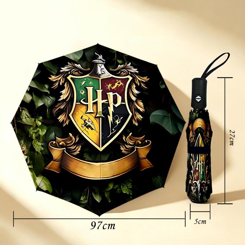 Harry Potter Crest 8 Ribs 3Fold Black Glue Uv Protection Umbrella Sun Protection Rainproof Compact Folding Umbrella For Travel Daily Use C923744
