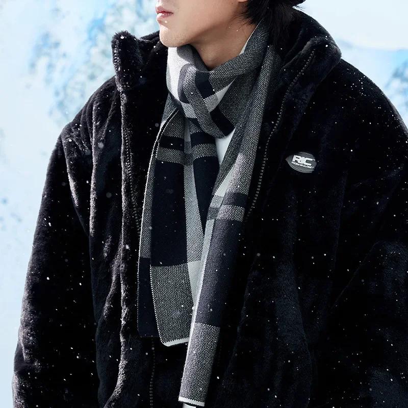 Fashion Classic Men Scarf Autumn Winter Trendy Brand Casual Versatile Thick Warm Muffler Male Chic Business Thermal Wrap Gent