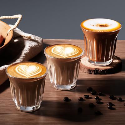 Vertical Grain Coffee Cup Transparent Tempered Glass Cup INS Style Retro French Latte Cups Milk Juice Glasses Drinkware