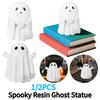 1/2PCS Halloween Cute Rock Ghost Statue Cute Finger Ghost Ornaments Rock Spooky Resin Statue for Indoor & Porch Halloween Decor