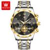 OLEVS 2709  Luxury  Hollow Skeleton Bands Best-selling Styles Oem Custom Logo Stainless Steel Chronograph Quartz Watch for Man