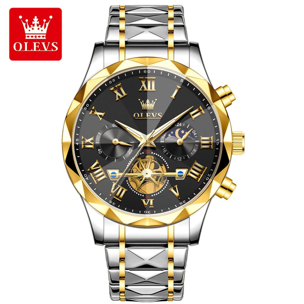 OLEVS 2709  Luxury  Hollow Skeleton Bands Best-selling Styles Oem Custom Logo Stainless Steel Chronograph Quartz Watch for Man