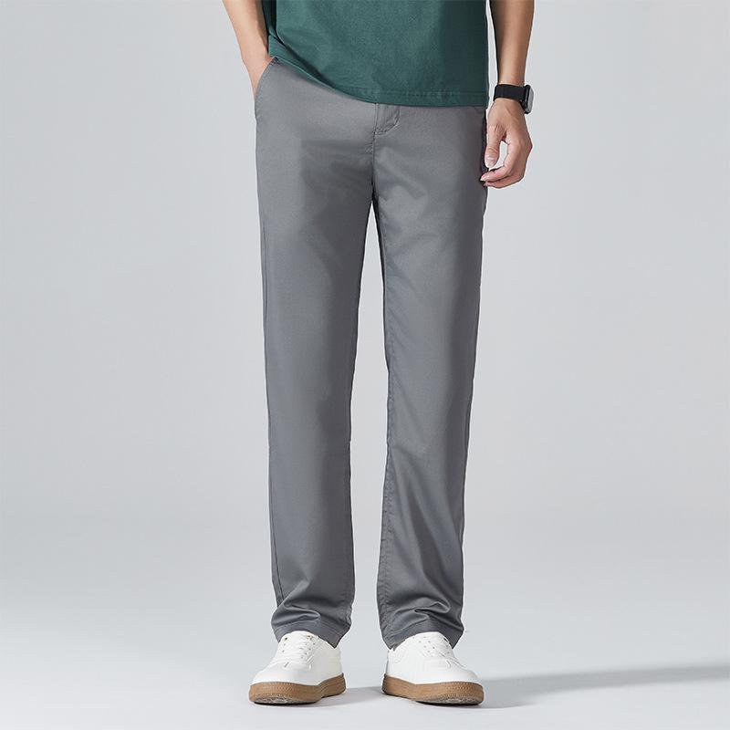 Spring and Summer New Men's Thin Ice Silk Casual Trousers Straight Silkworm Environmental Protection Fabric Fashion Joker Casual.