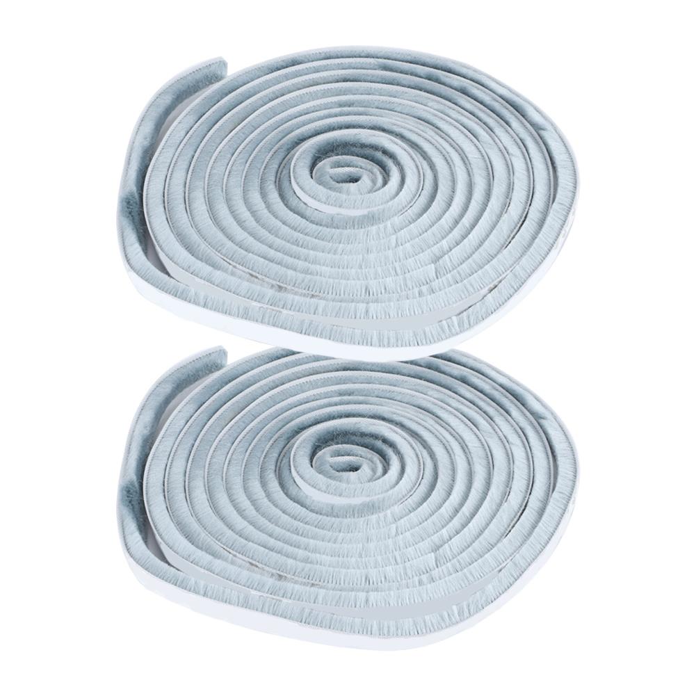 2 Pezzi 9x9mm Antipolvere Antivento Autoadesiva Striscia Sigillante a Spazzola per Porta Finestra 5m Grigio Argento