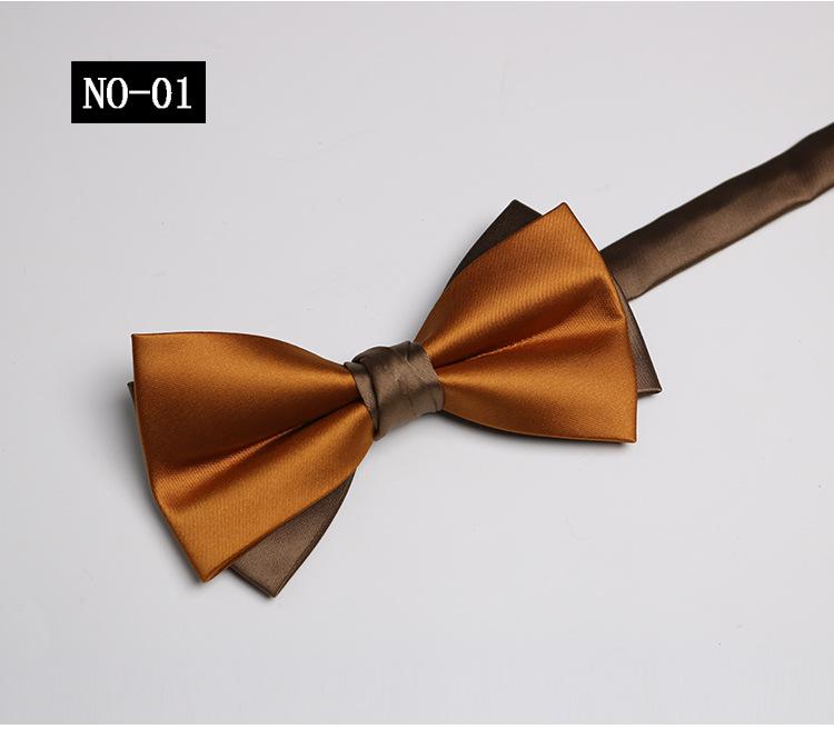 Solid Color Bow Tie Men, Two-Color Color Matching Polyester Black Burgundy Suit Banquet Best Man Bow