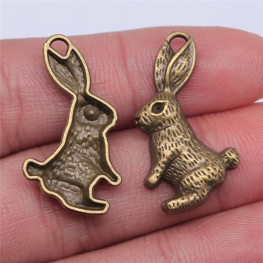 10pcs Clock Rabbit Charms For Jewelry Making Antique Bronze Silver Color Pendants Making DIY Handmade Tibetan Fit Jewelry