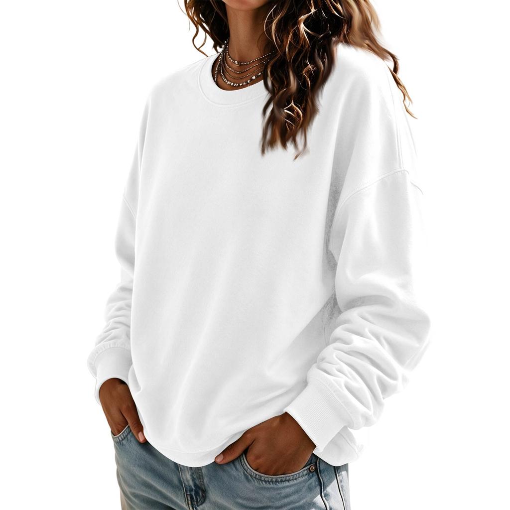 Women's Crewneck Sweatshirt Long Sleeve Color Casual Top for Everyday Wear
