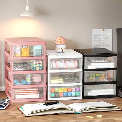 JOJAJU 1Pc Storage Box,Space-Saving Clear Drawer Organizer (2/3/4-Tier) Sort Office,Home,dormitory,Makeup, Pens, Jewelry