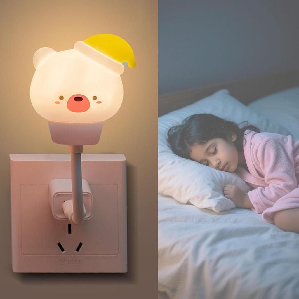 USB Night Light LED Cute Cartoon Bear rabit Night Lamp with Remote Control for Baby Kid Bedroom Decoration Bedside Lamp