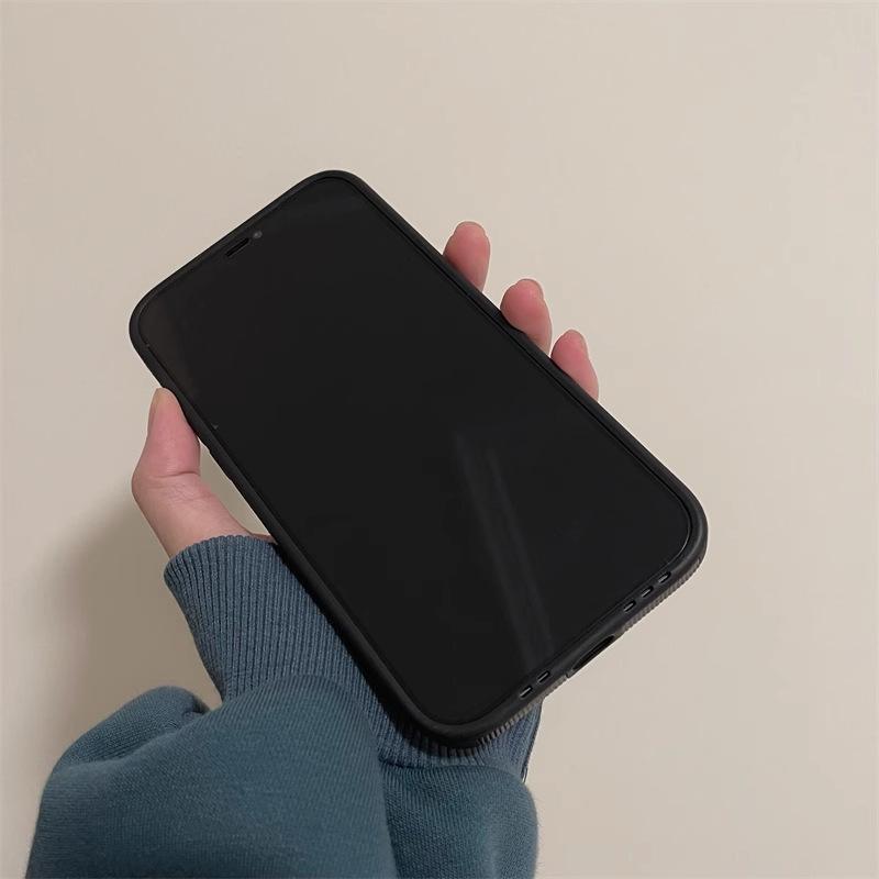 Vertical Leather Shell Youth Black Bear Printed Patterned Shockproof Soft Silicone Case with Camera Lens Full Protection for IPhone Samsung