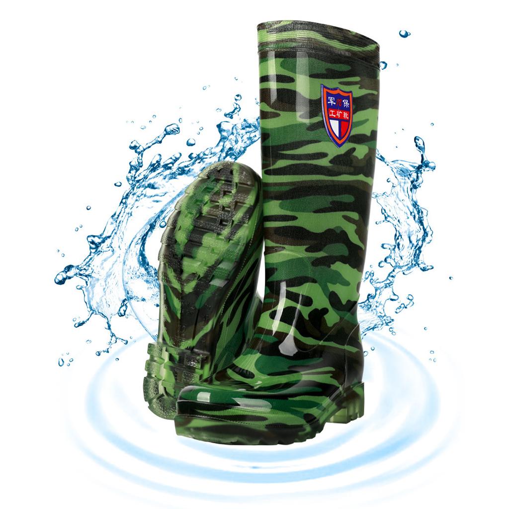Tall tube men's medium tube waterproof rain shoes camouflage fishing rain boots acid and alkali resistant men