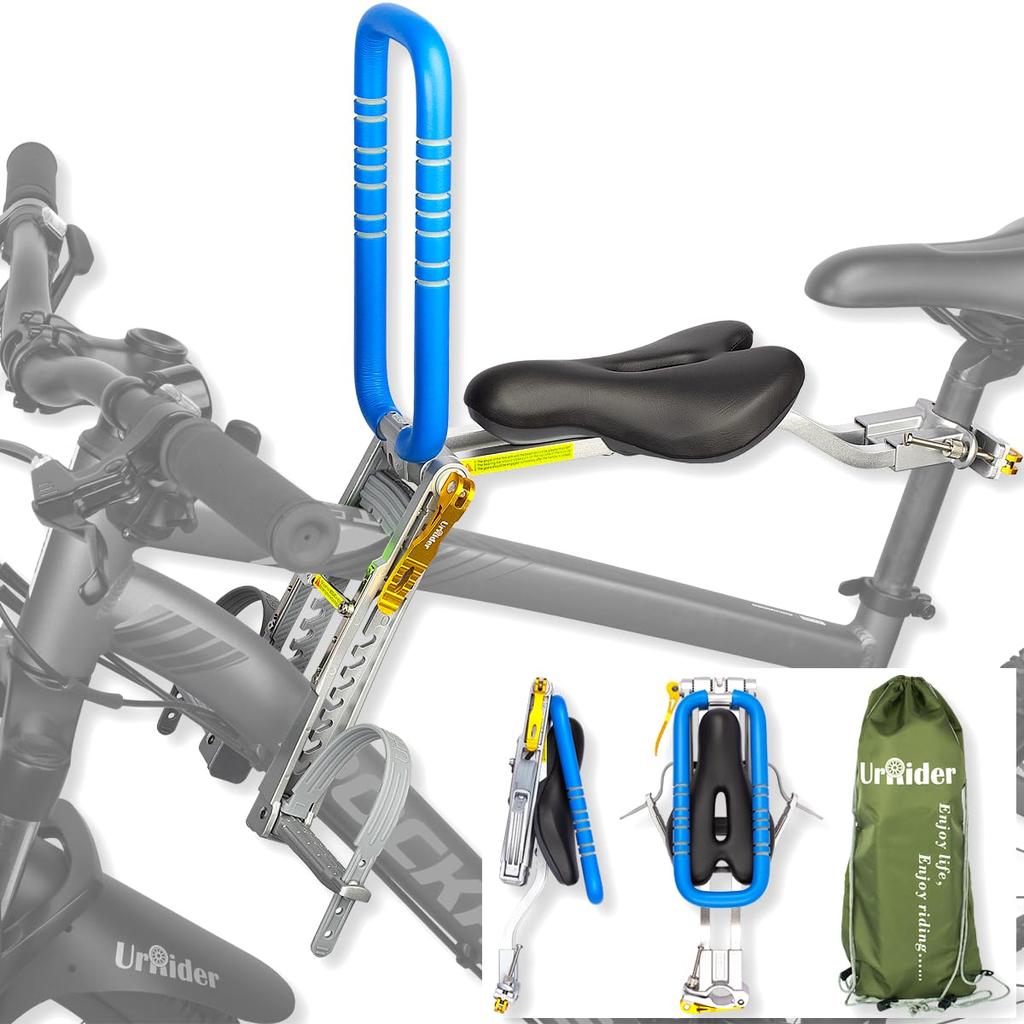 UrRider Seggiolino Bici Bambino Anteriore Adatto per Bambini Anni a Si Adatta e Biciclette Elettriche Montaggio Anteriore - Leggero, Pieghevole, Senza Attrezzi, Montaggio, 2-6