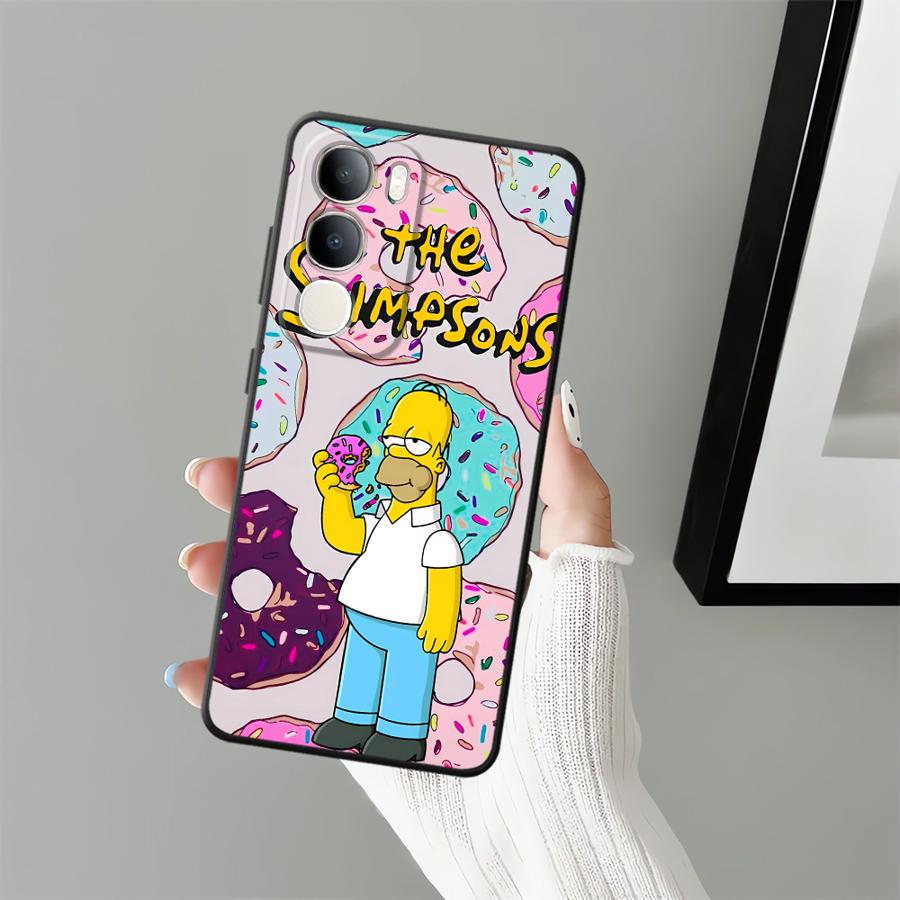 Phone Cover Case for Vivo V21E V23 Y53S V27 Y52S Y93 Y51S Y78 Y71 Y91 Y50 Y95 V29 Y75 Y81 V25 V30 S-simpsons Donut