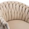Geflochtener Veloursstuhl Cofton Chrom Samt Beige