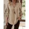Casual V Neck Large Size Loose Women Blouse Fashion Elegant Tops Pocket Short Sleeve Simple Office Shirts Spring Solid Color Cothing
