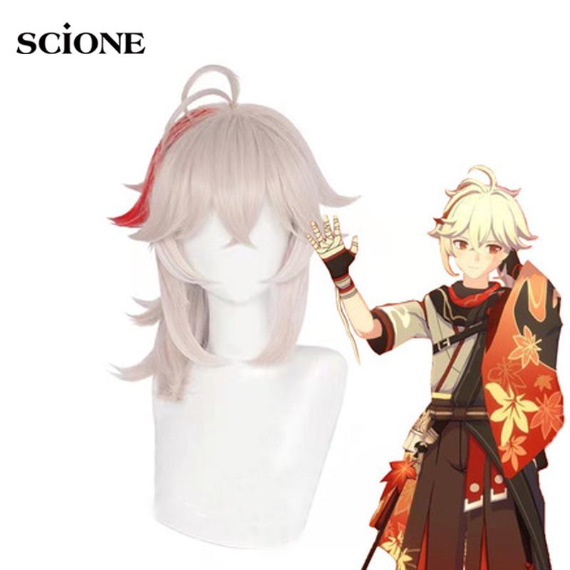 Kazuha Cosplay Paruka Genshin Impact 46cm Krátké vlasy Anime Cosplay Halloween tepelně odolné syntetické paruky