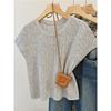 Thin Ice Silk Hollowed-out Knitted Sweater Short-sleeved T-shirt Women's Summer New Round Neck Slim-fitting and Thin Versatile Short Top