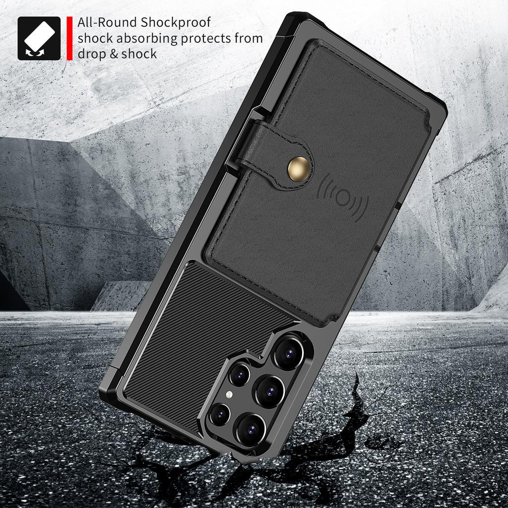Fallbeskyttelseskortspor Skinnveske for Samsung Galaxy S22 Ultra S 22 S21 Fe 5g S20 Plus A52s A52 A72 A12 lommebokdeksel