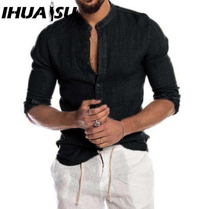 IHUASU Bavlněné tričko s dlouhým rukávem Pánská móda Volné tričko S potiskem Soucitné tričko