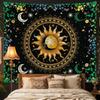Boho Mandala Nature Tapestries Bedroom Decor,Sun and Moon Celestial Starry Night Poster,Mandala flowers tapestry wall hanging