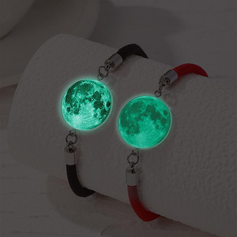 Sun Moon Time Gem Lovers Friends Braided Valentine'S Day Couple Luminous Bracelet