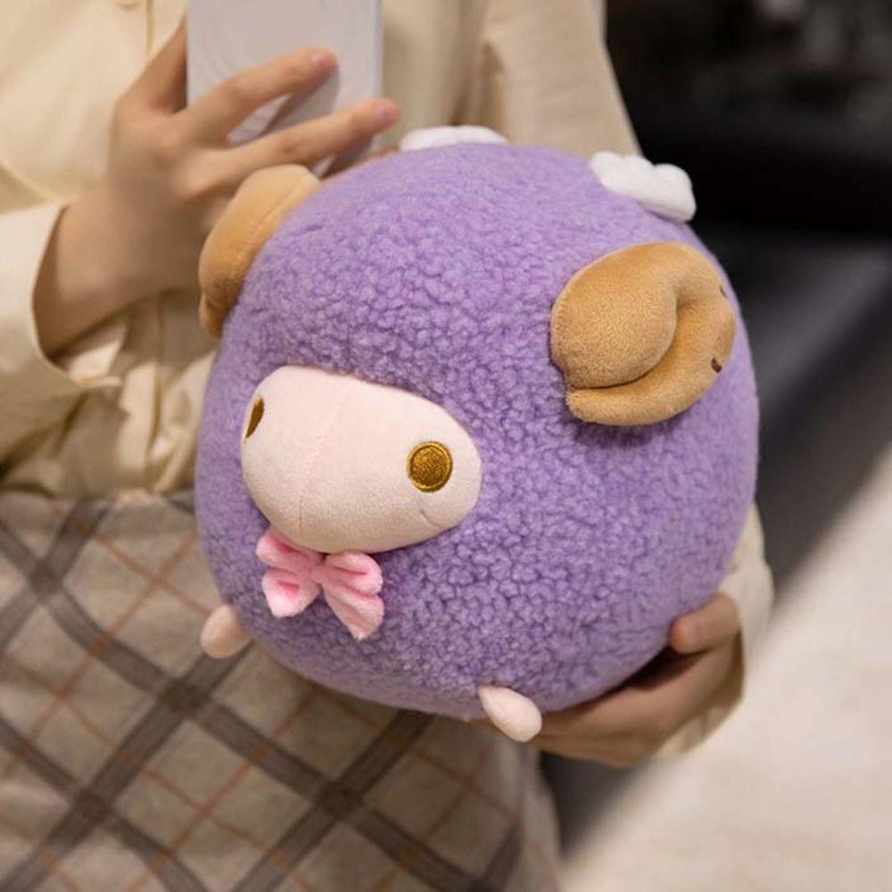 Purple Color Round Sheep Plush Doll Pink Color Sheep Plush Pillow Argali Goat Plush Toy  Kids Room