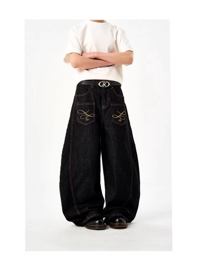 2025 Unisex Retro Hímzett Széles Szárú Farmer - Szúrásbiztos és Alkalmi Kaszás Stílus